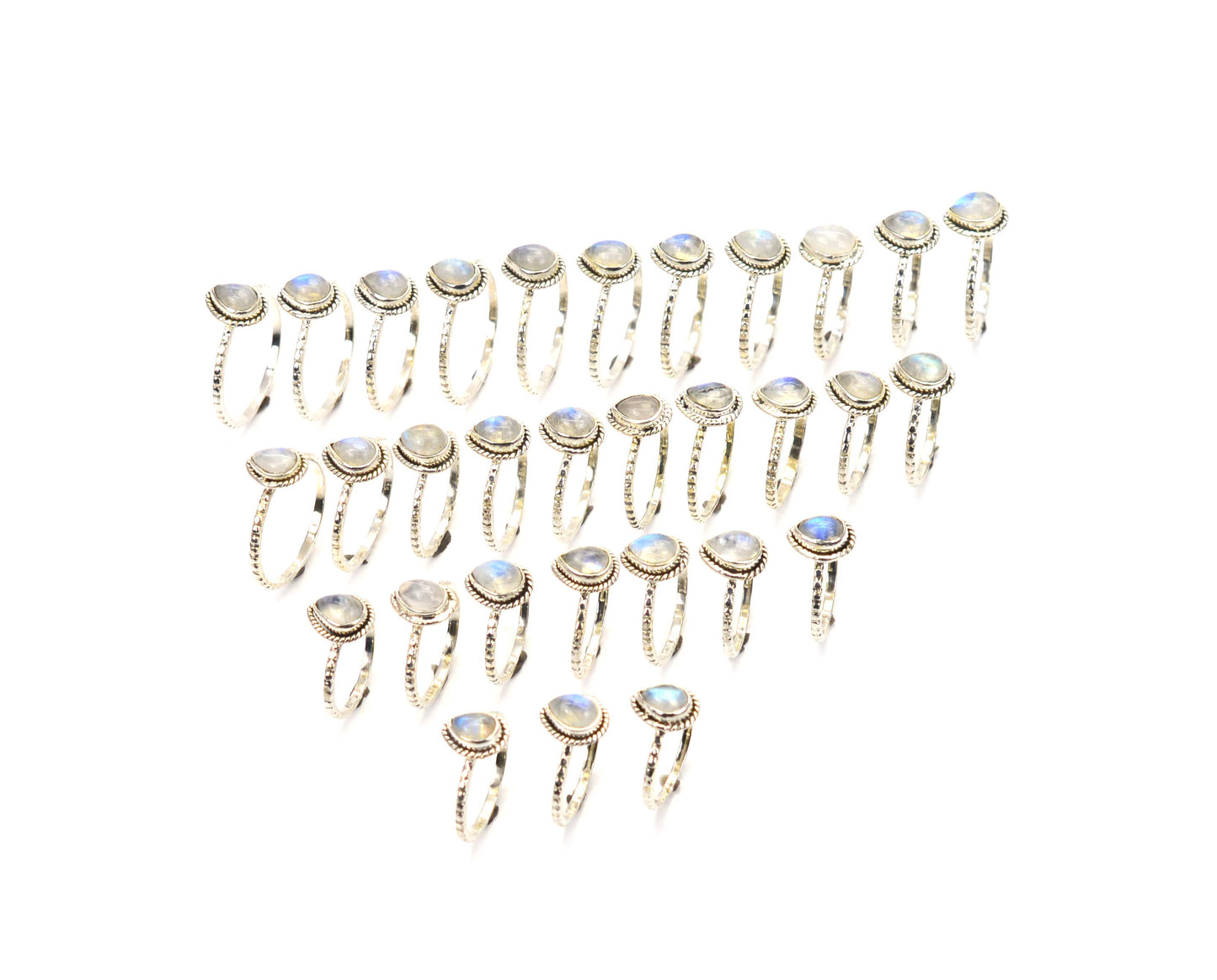 WHOLESALE 31PC 925 SOLID STERLING SILVER WHITE RAINBOW MOONSTONE RING LOT