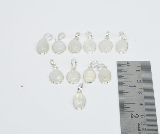 Wholesale 11Pc 925 Sterling Silver White Rainbow Moon Stone Pendant Lot