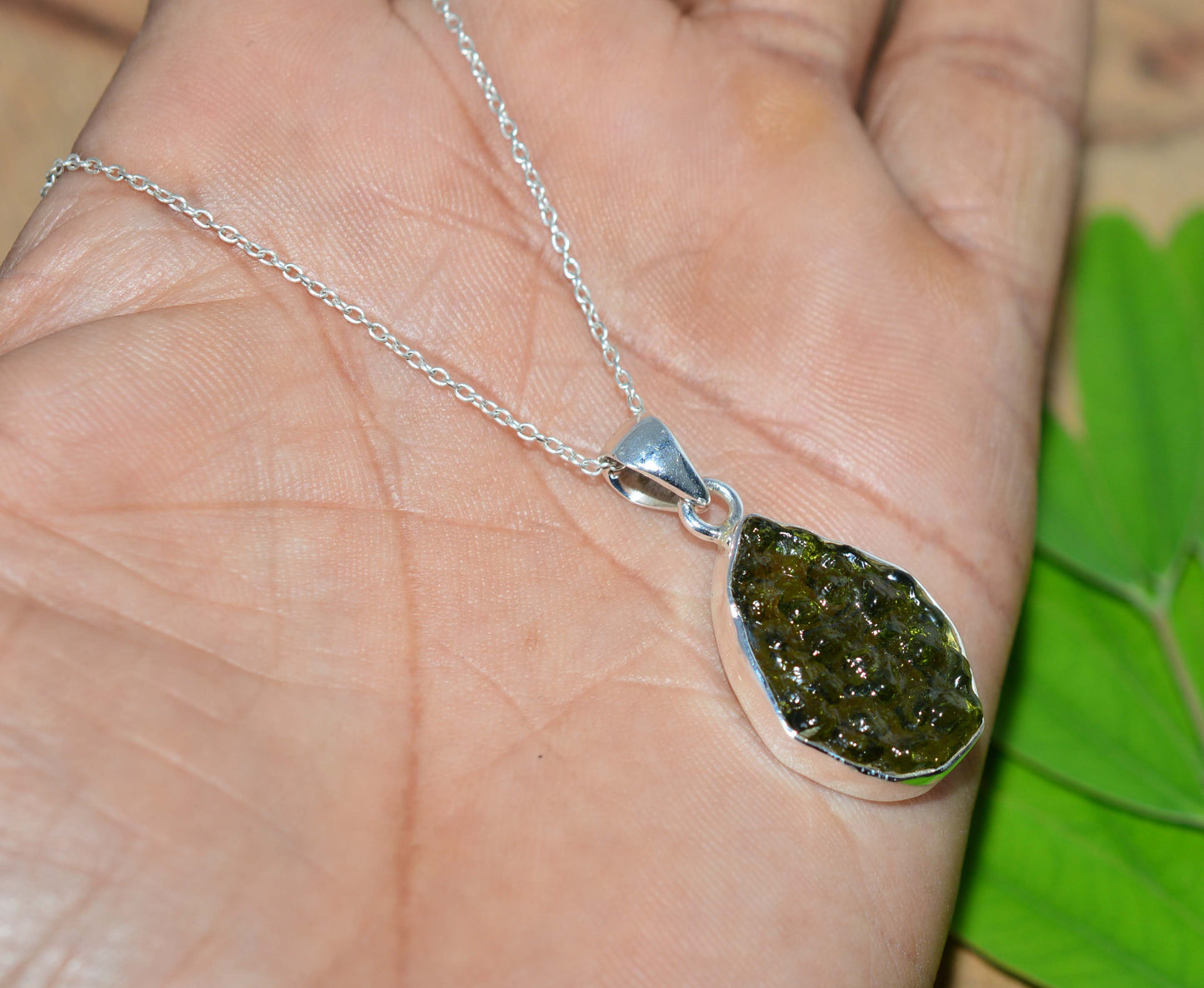 WHOLESALE 11PC 925 SOLID STERLING SILVER LAB GREEN MOLDAVITE PENDANT LOT