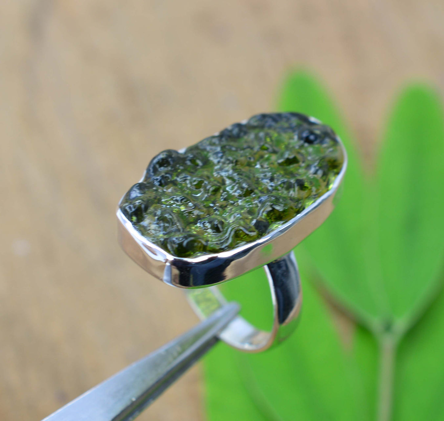 WHOLESALE 11PC 925 SOLID STERLING SILVER LAB GREEN MOLDAVITE RING LOT