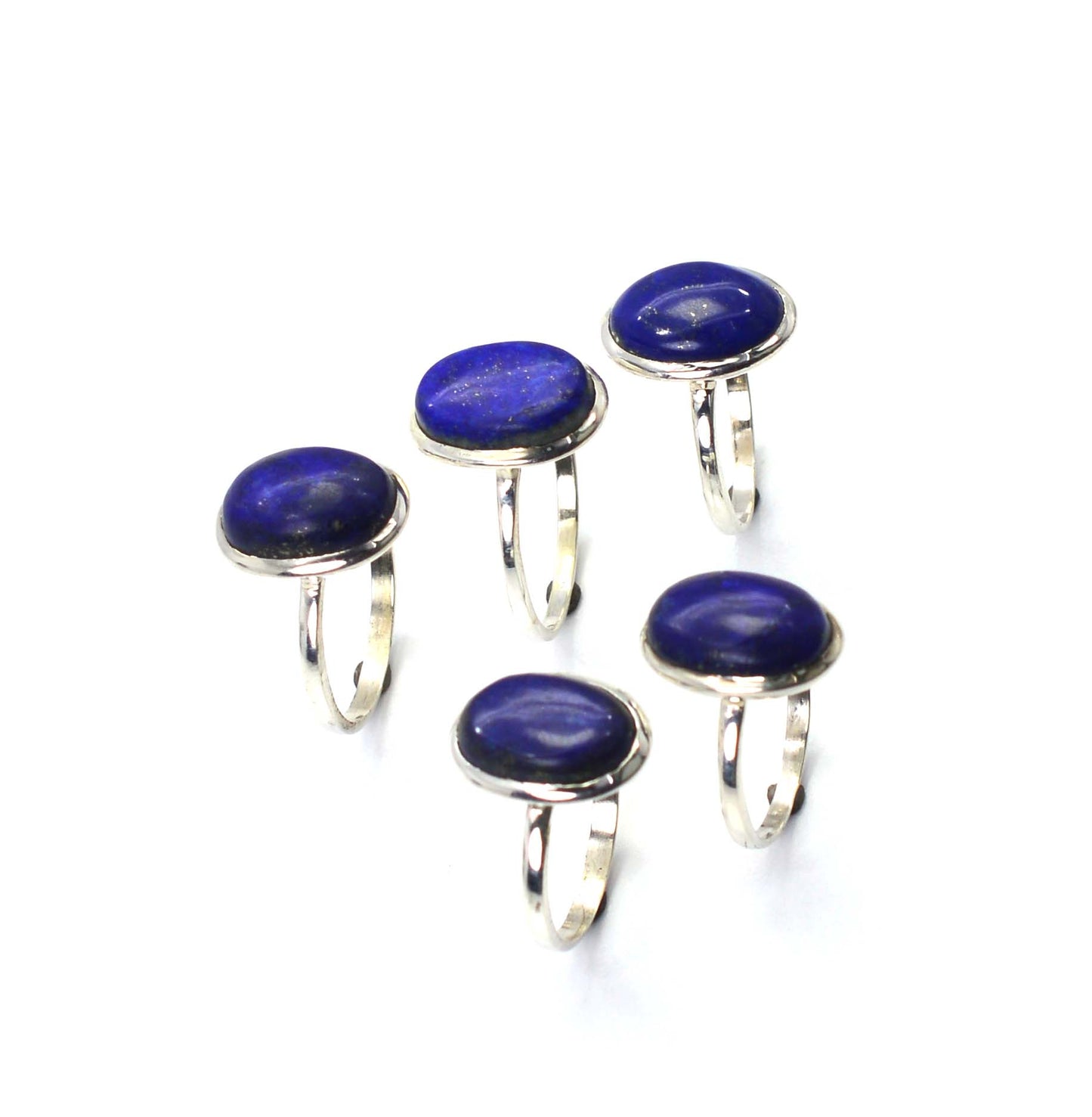 WHOLESALE 5PC 925 SOLID STERLING SILVER BLUE LAPIS LAZULI RING LOT