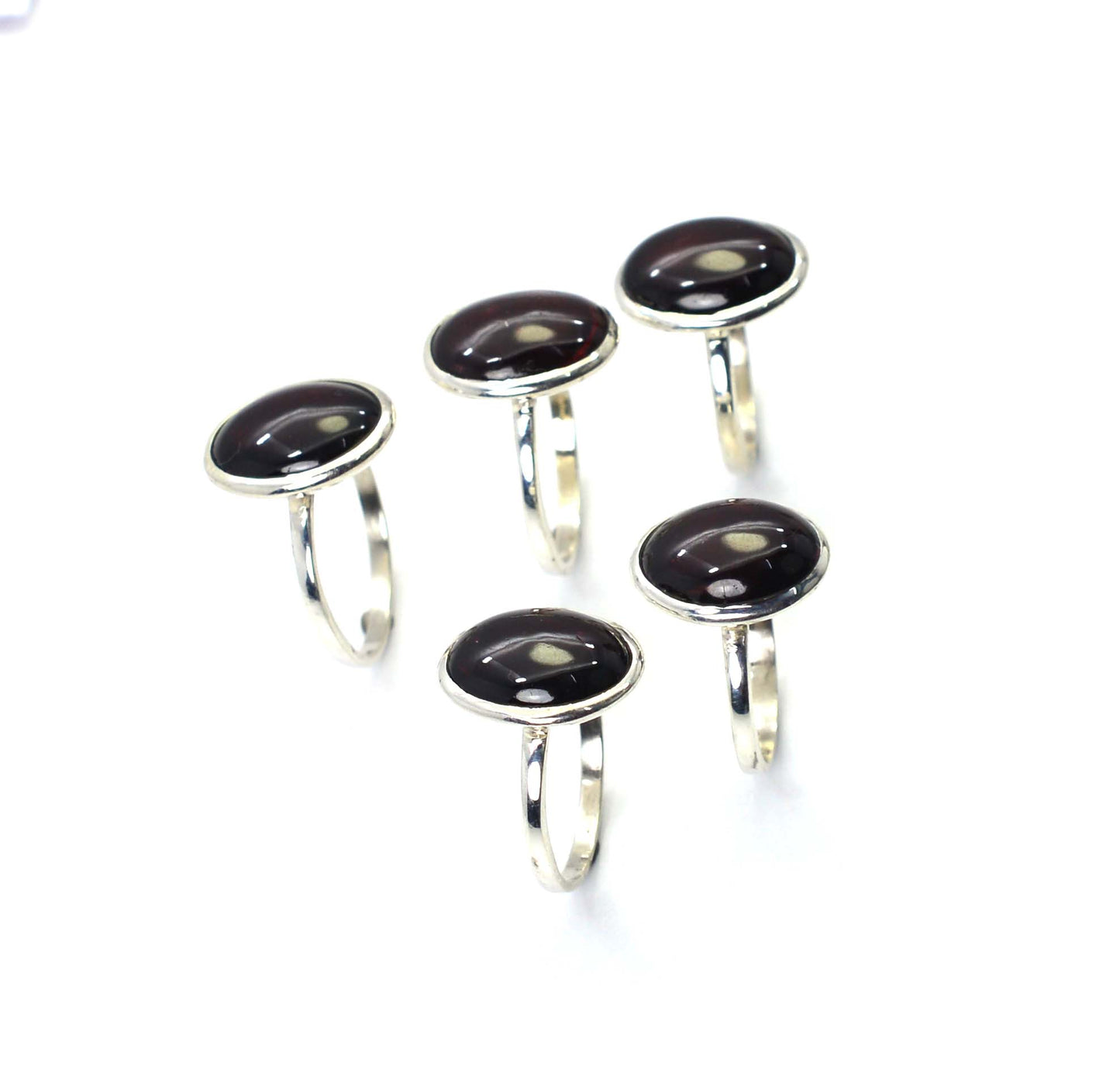WHOLESALE 5PC 925 SOLID STERLING SILVER RED GARNET RING LOT