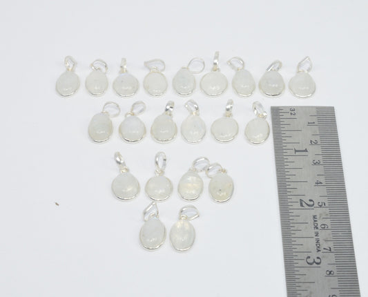 Wholesale 21Pc 925 Sterling Silver White Rainbow Moon Stone Pendant Lot