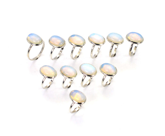 WHOLESALE 11PC 925 SOLID STERLING SILVER MILKY OPALITE RING LOT