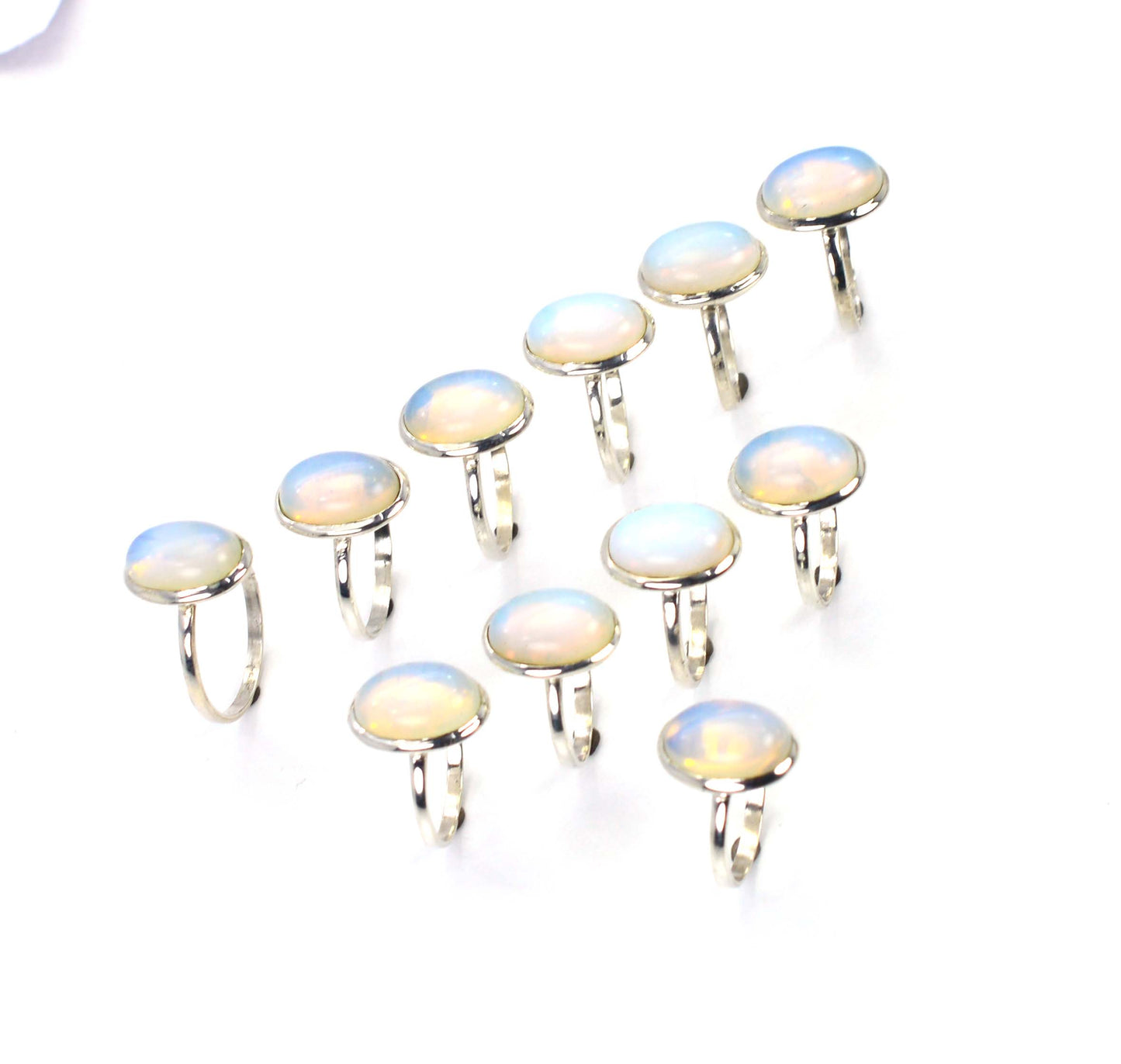 WHOLESALE 11PC 925 SOLID STERLING SILVER MILKY OPALITE RING LOT