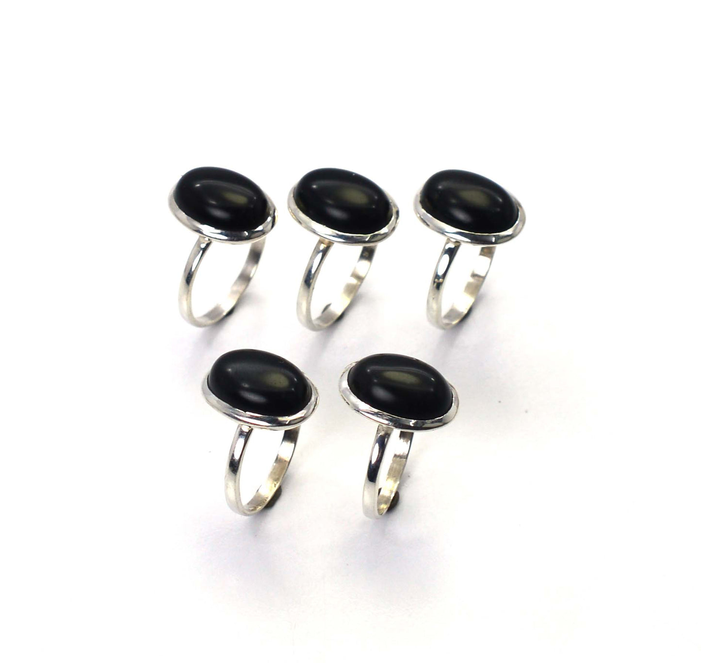 WHOLESALE 5PC 925 SOLID STERLING SILVER BLACK ONYX RING LOT