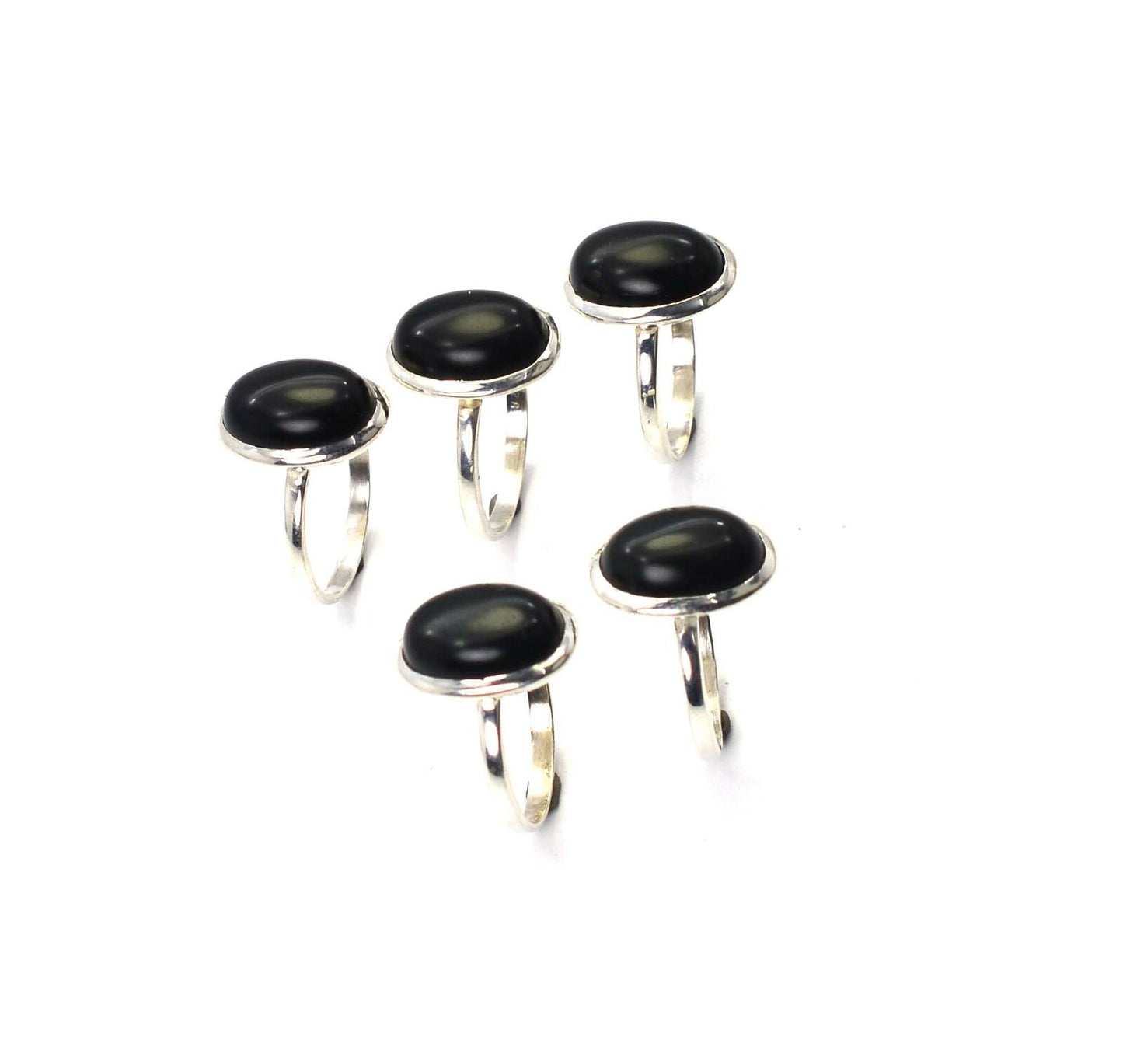 WHOLESALE 5PC 925 SOLID STERLING SILVER BLACK ONYX RING LOT