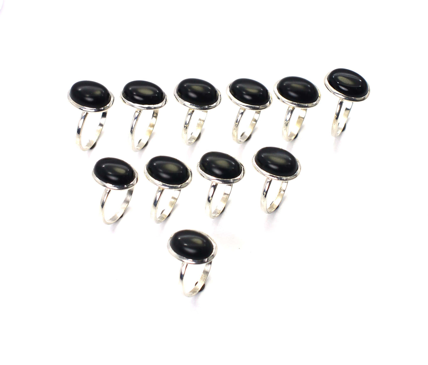 WHOLESALE 11PC 925 SOLID STERLING SILVER BLACK ONYX RING LOT