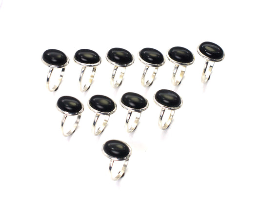 WHOLESALE 11PC 925 SOLID STERLING SILVER BLACK ONYX RING LOT