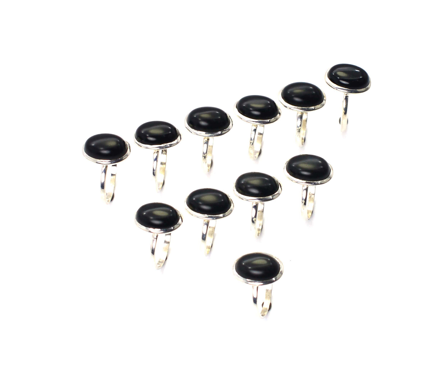 WHOLESALE 11PC 925 SOLID STERLING SILVER BLACK ONYX RING LOT