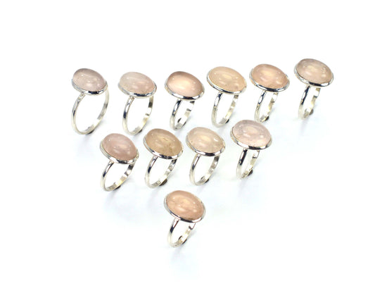 WHOLESALE 11PC 925 SOLID STERLING SILVER PINK ROSE QUARTZ RING LOT