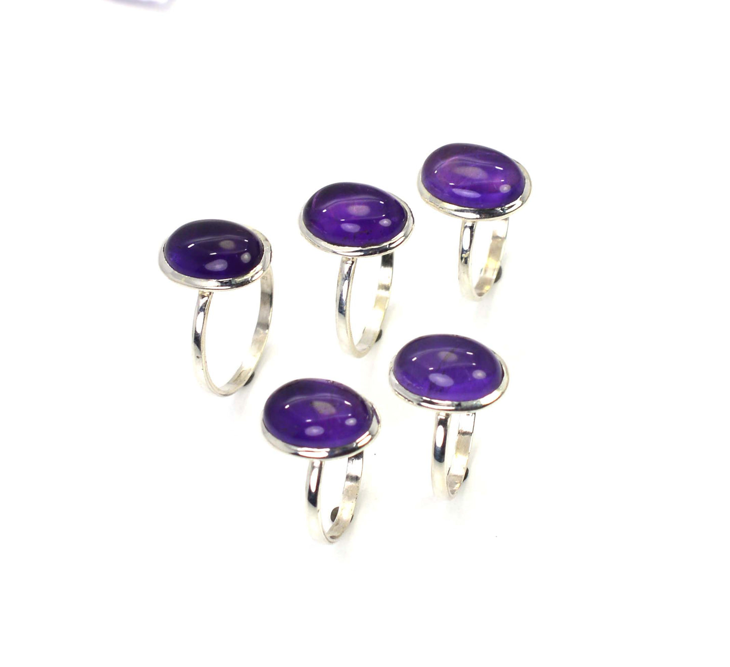 WHOLESALE 5PC 925 SOLID STERLING SILVER PURPLE AMETHYST RING LOT