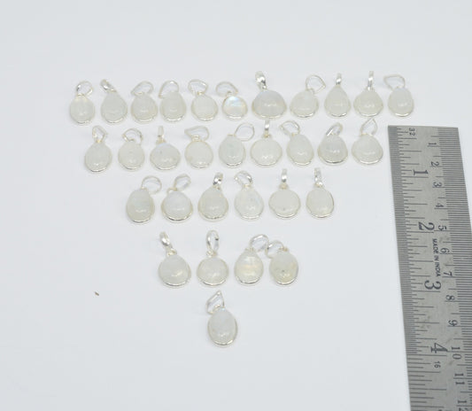 Wholesale 31Pc 925 Sterling Silver White Rainbow Moon Stone Pendant Lot