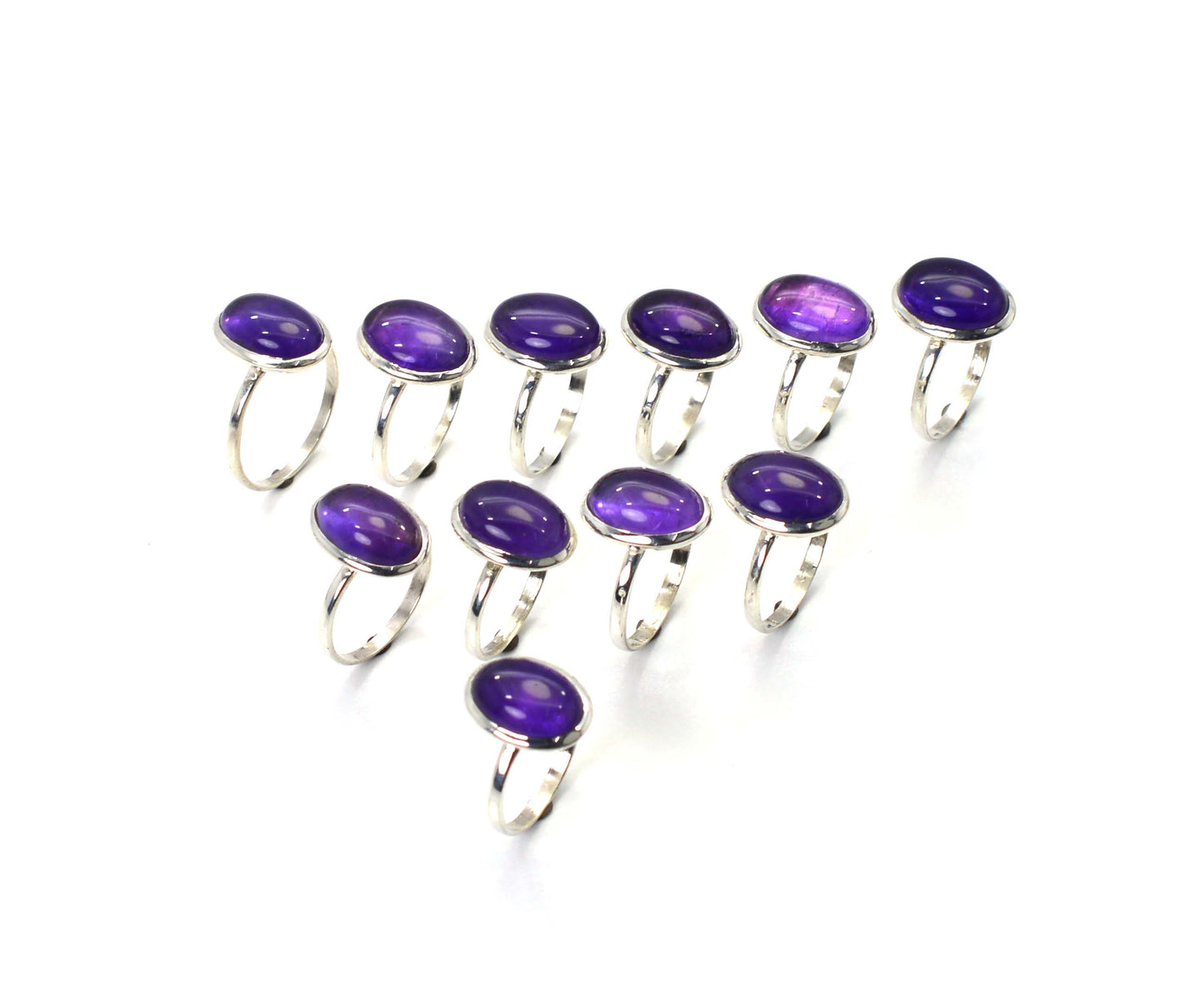 WHOLESALE 11PC 925 SOLID STERLING SILVER PURPLE AMETHYST RING LOT