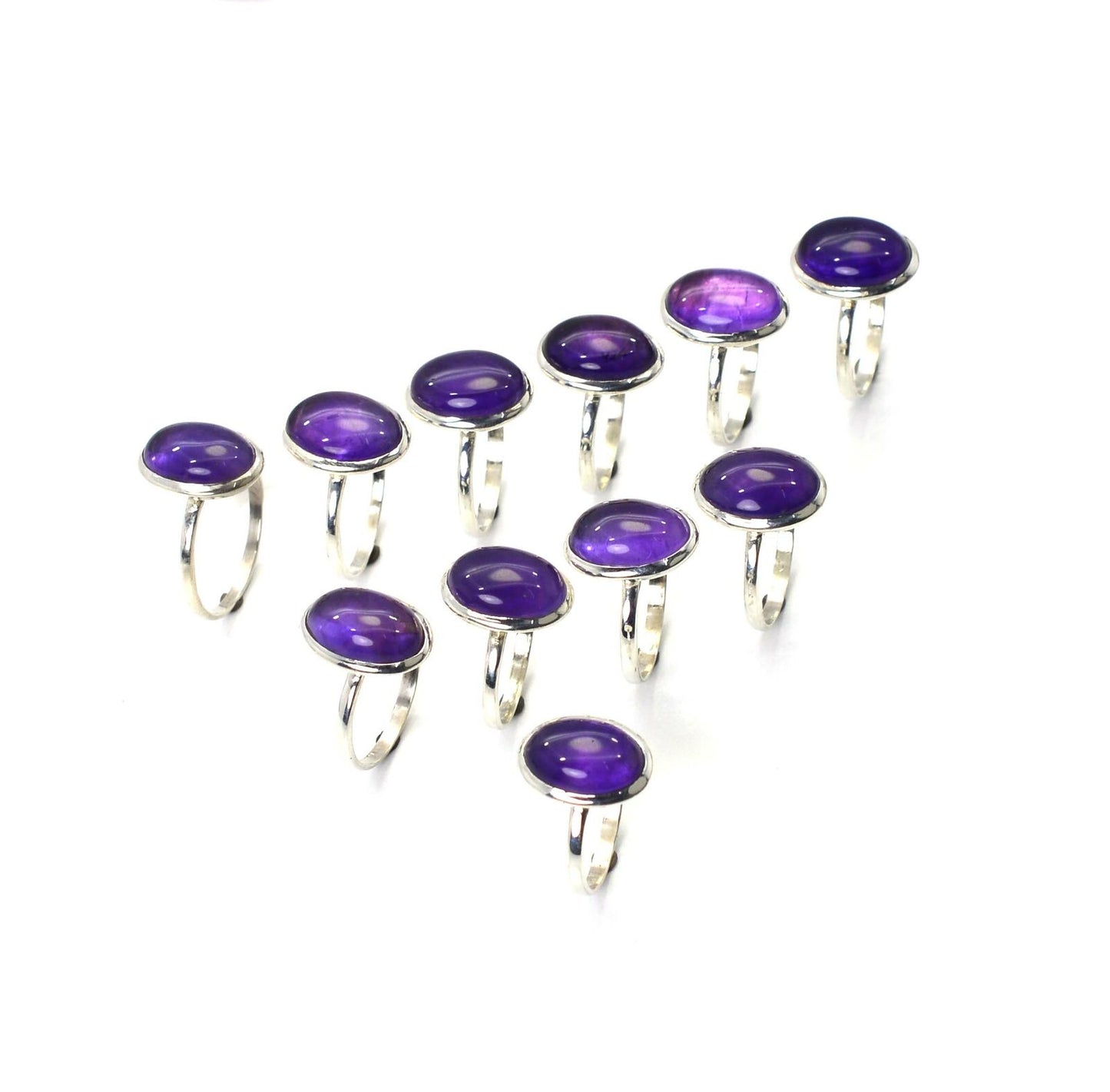 WHOLESALE 11PC 925 SOLID STERLING SILVER PURPLE AMETHYST RING LOT