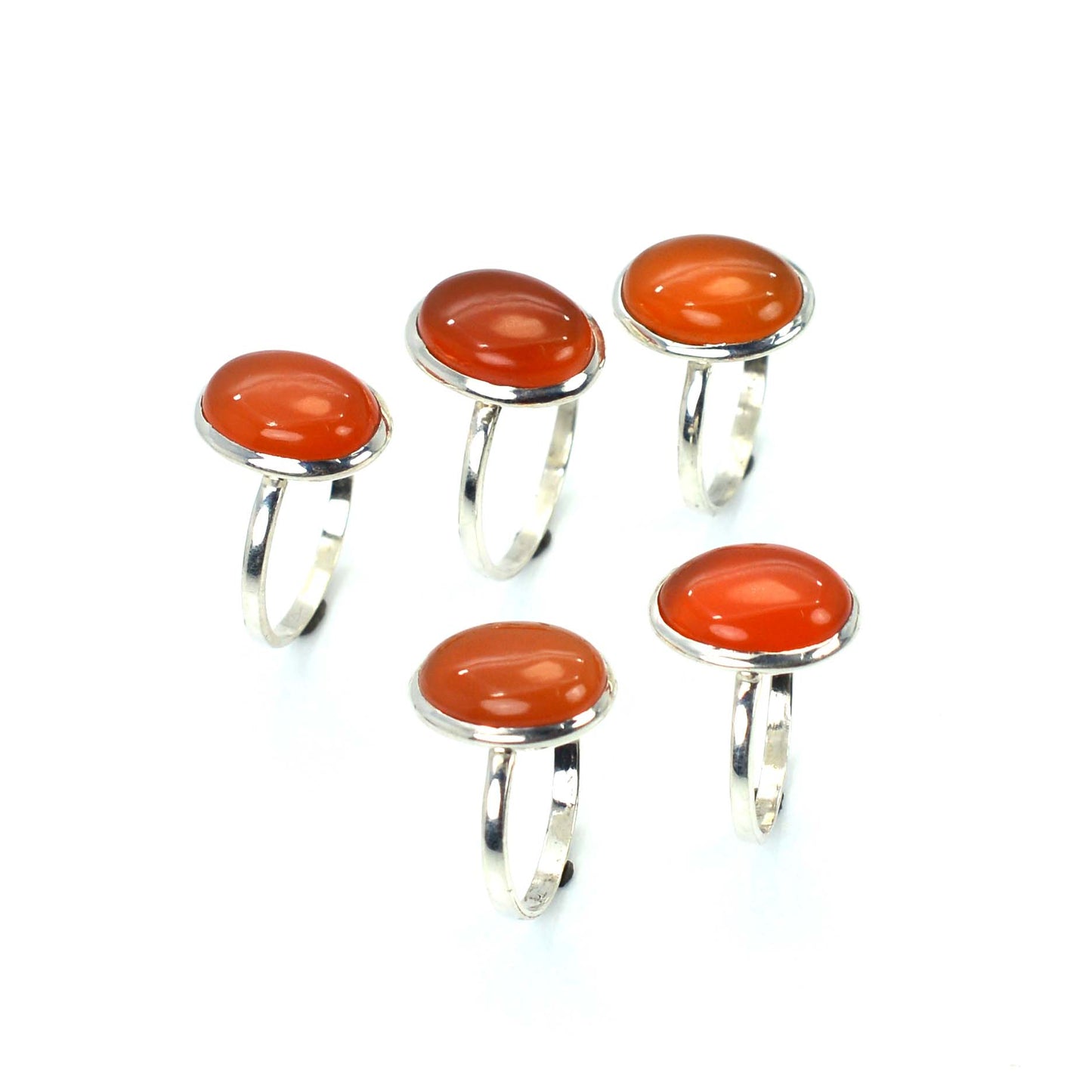 WHOLESALE 5PC 925 SOLID STERLING SILVER RED CARNELIAN RING LOT