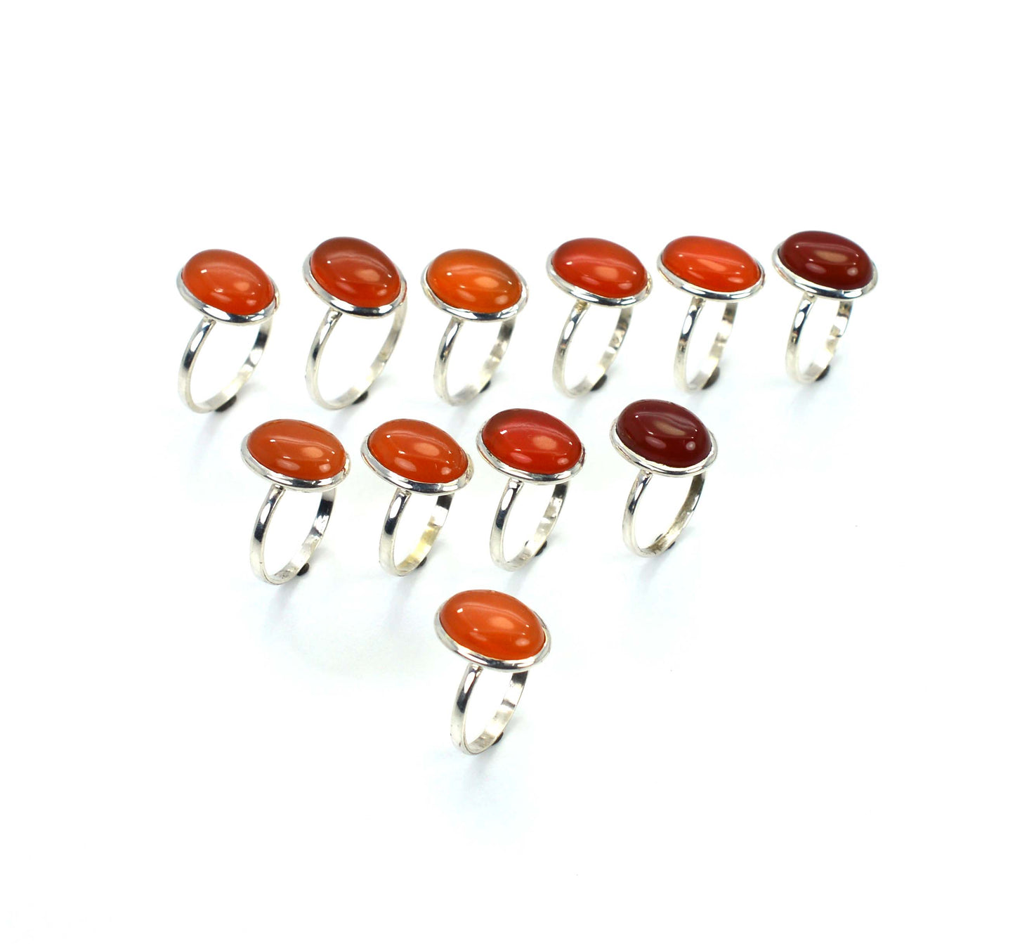 WHOLESALE 11PC 925 SOLID STERLING SILVER RED CARNELIAN RING LOT