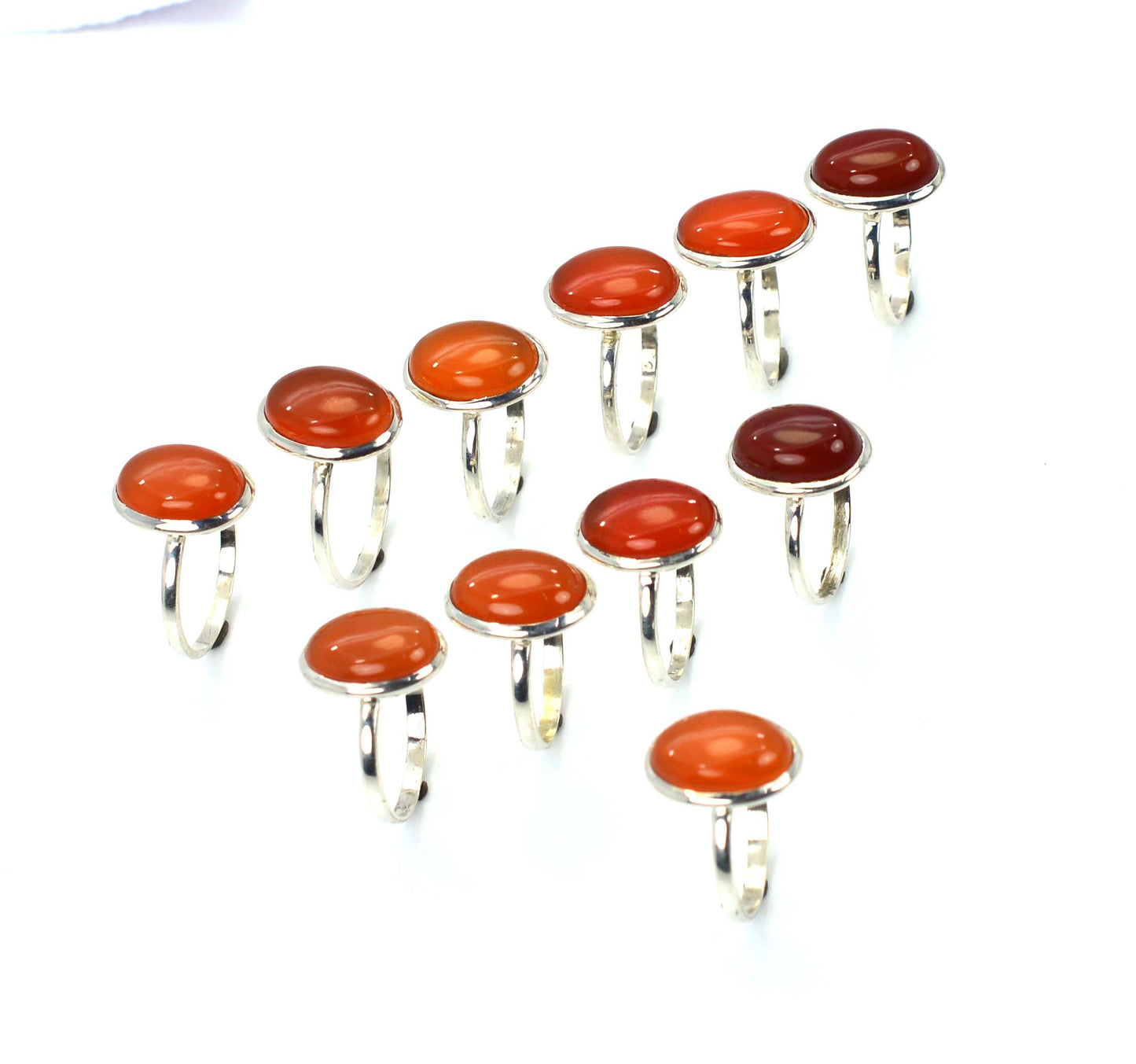 WHOLESALE 11PC 925 SOLID STERLING SILVER RED CARNELIAN RING LOT