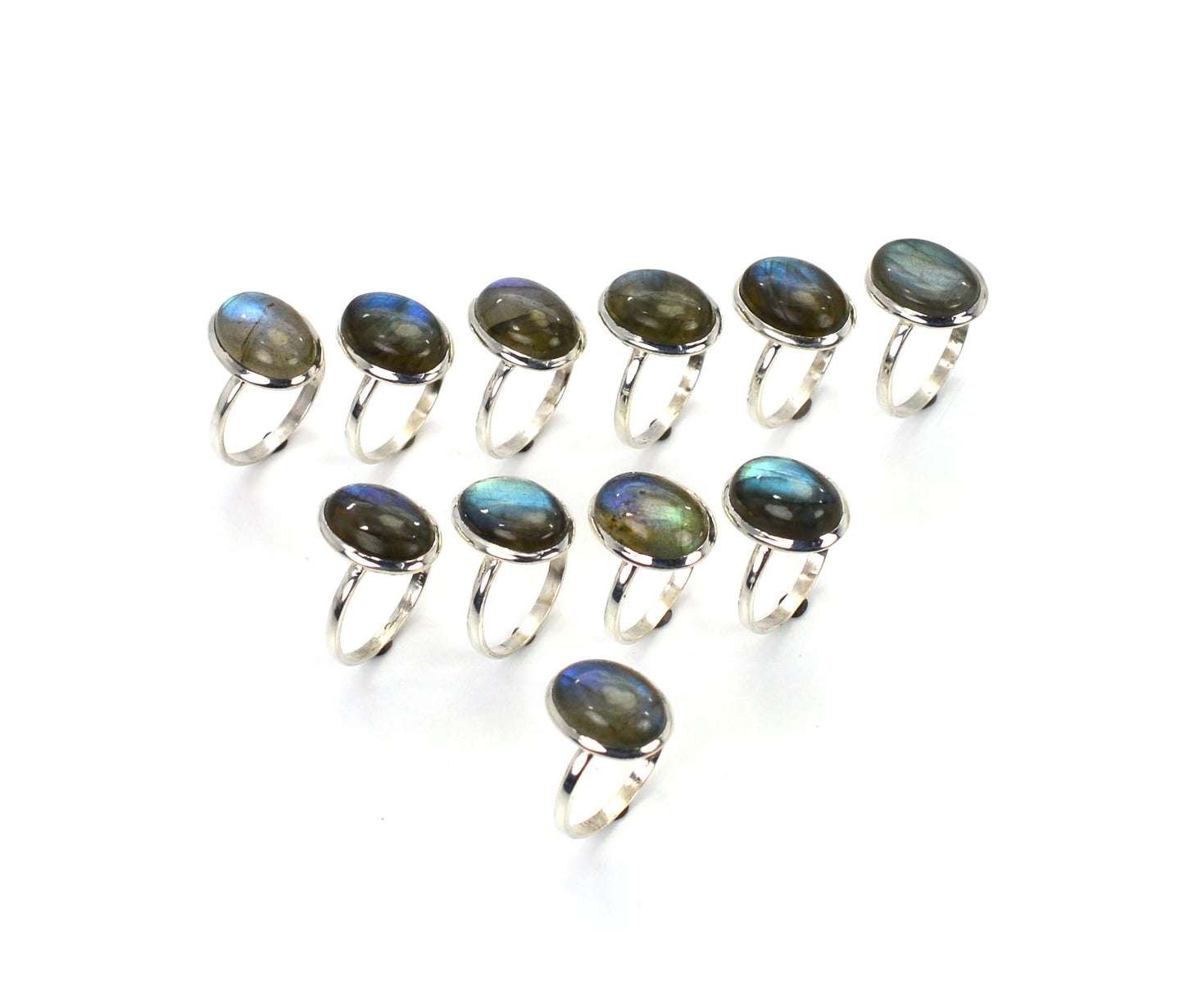 WHOLESALE 11PC 925 SOLID STERLING SILVER LABRADORITE RING LOT