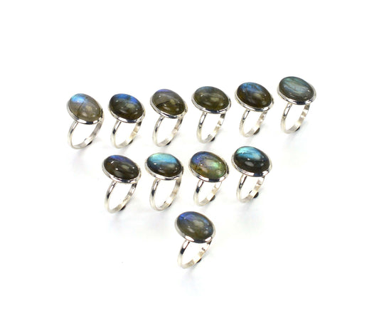 WHOLESALE 11PC 925 SOLID STERLING SILVER LABRADORITE RING LOT