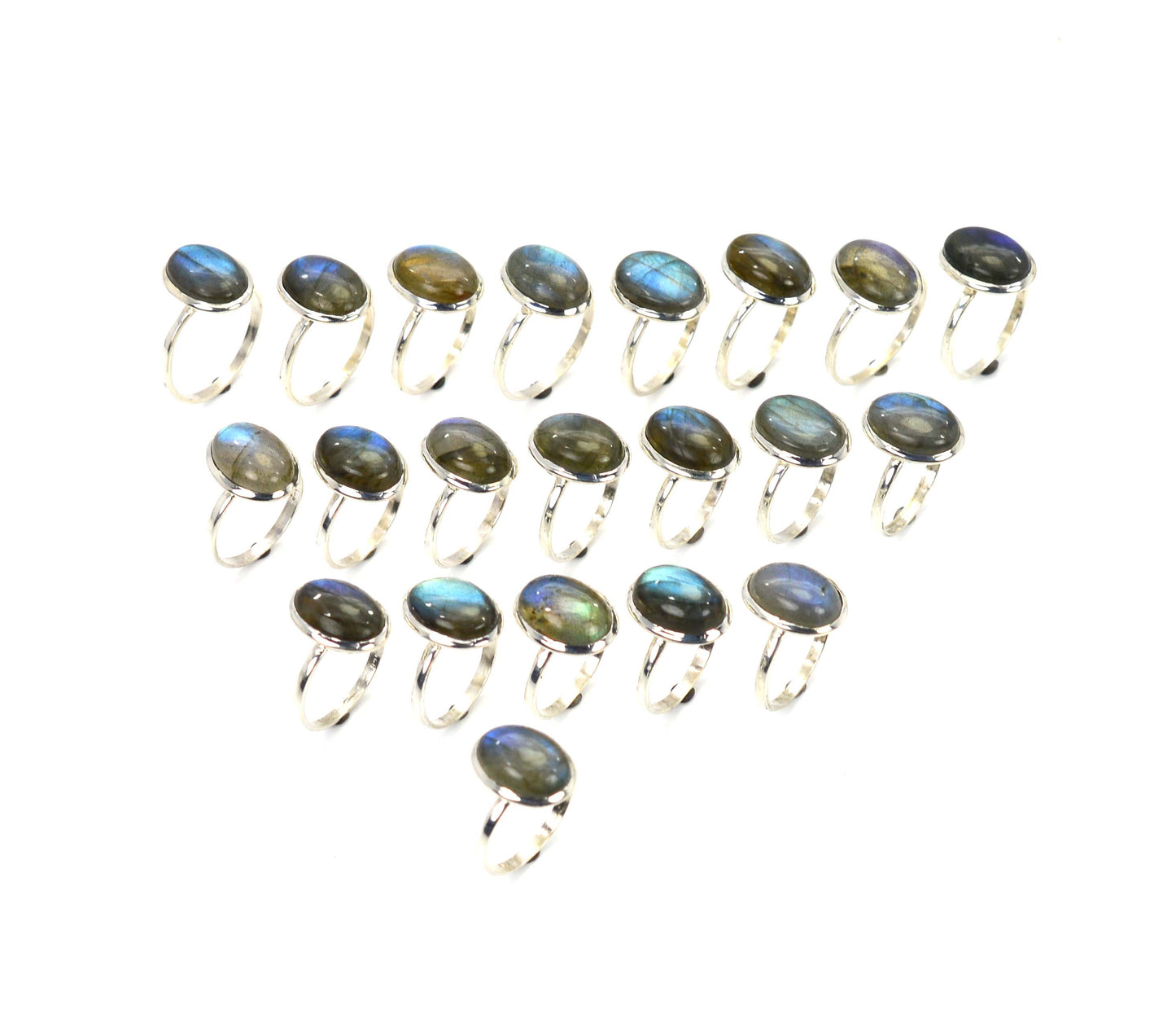 WHOLESALE 21PC 925 SOLID STERLING SILVER LABRADORITE RING LOT