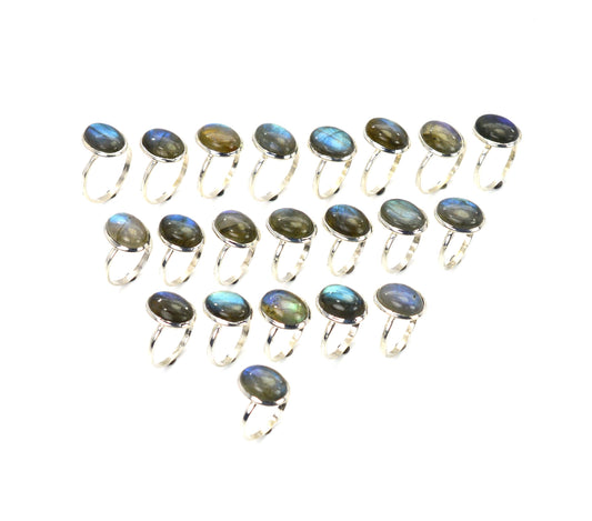 WHOLESALE 21PC 925 SOLID STERLING SILVER LABRADORITE RING LOT