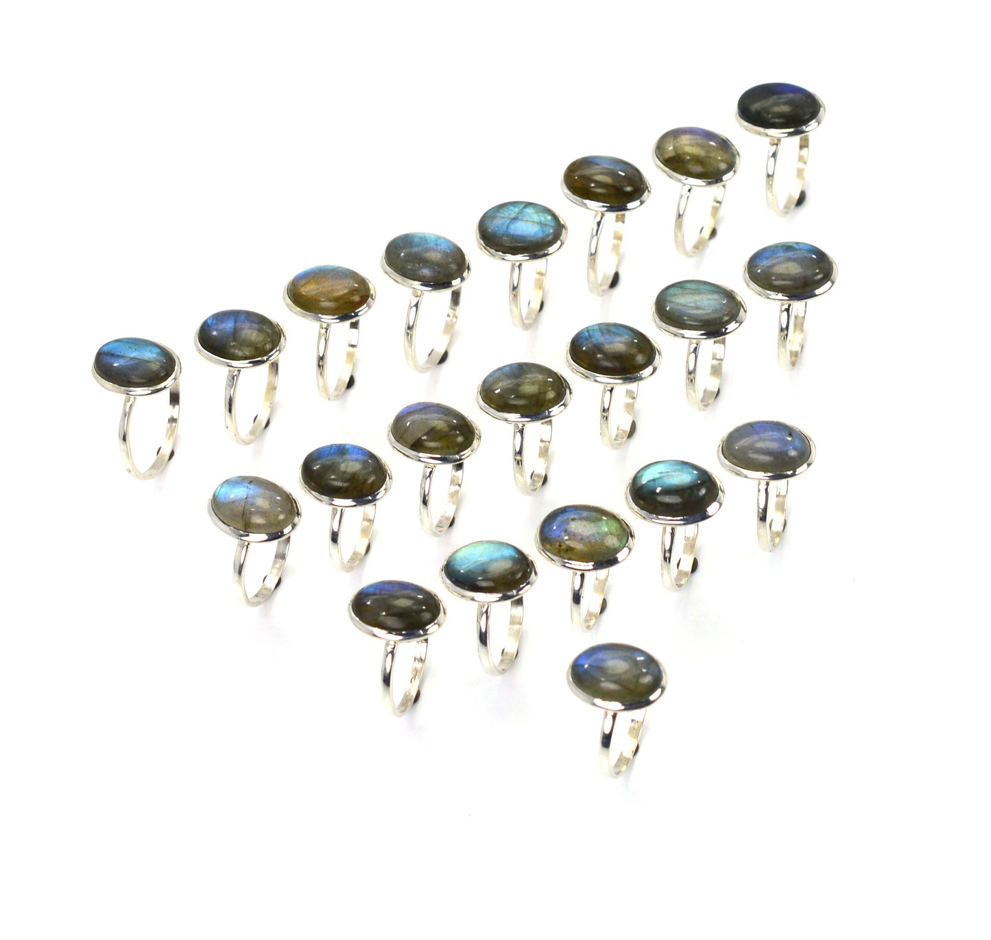 WHOLESALE 21PC 925 SOLID STERLING SILVER LABRADORITE RING LOT