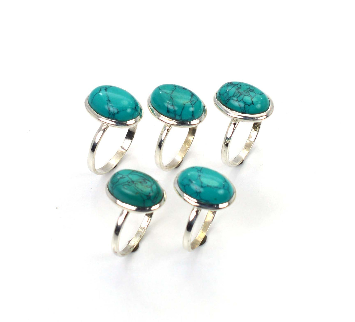 WHOLESALE 5PC 925 SOLID STERLING SILVER TURQUOISE RING LOT