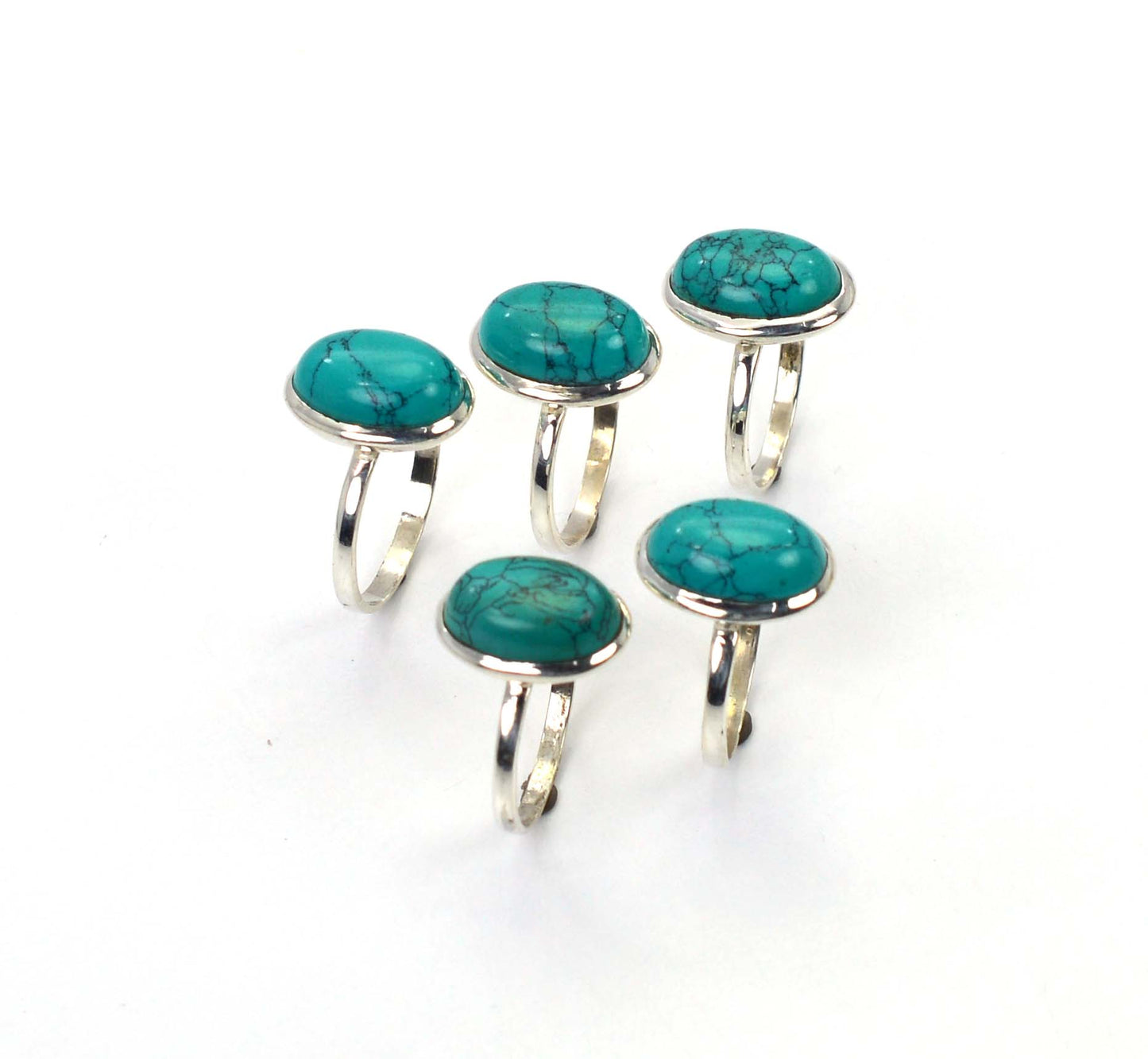 WHOLESALE 5PC 925 SOLID STERLING SILVER TURQUOISE RING LOT