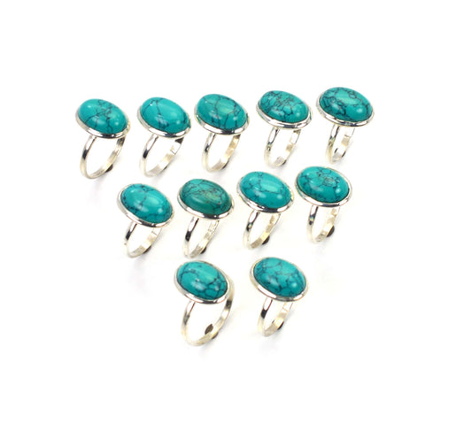 WHOLESALE 11PC 925 SOLID STERLING SILVER TURQUOISE RING LOT