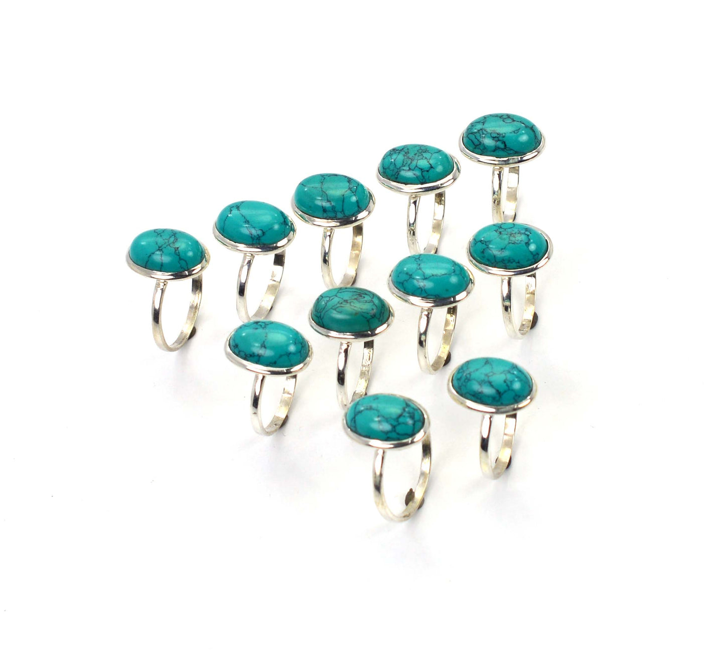 WHOLESALE 11PC 925 SOLID STERLING SILVER TURQUOISE RING LOT