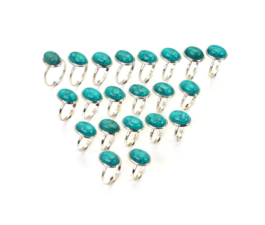 WHOLESALE 21PC 925 SOLID STERLING SILVER TURQUOISE RING LOT