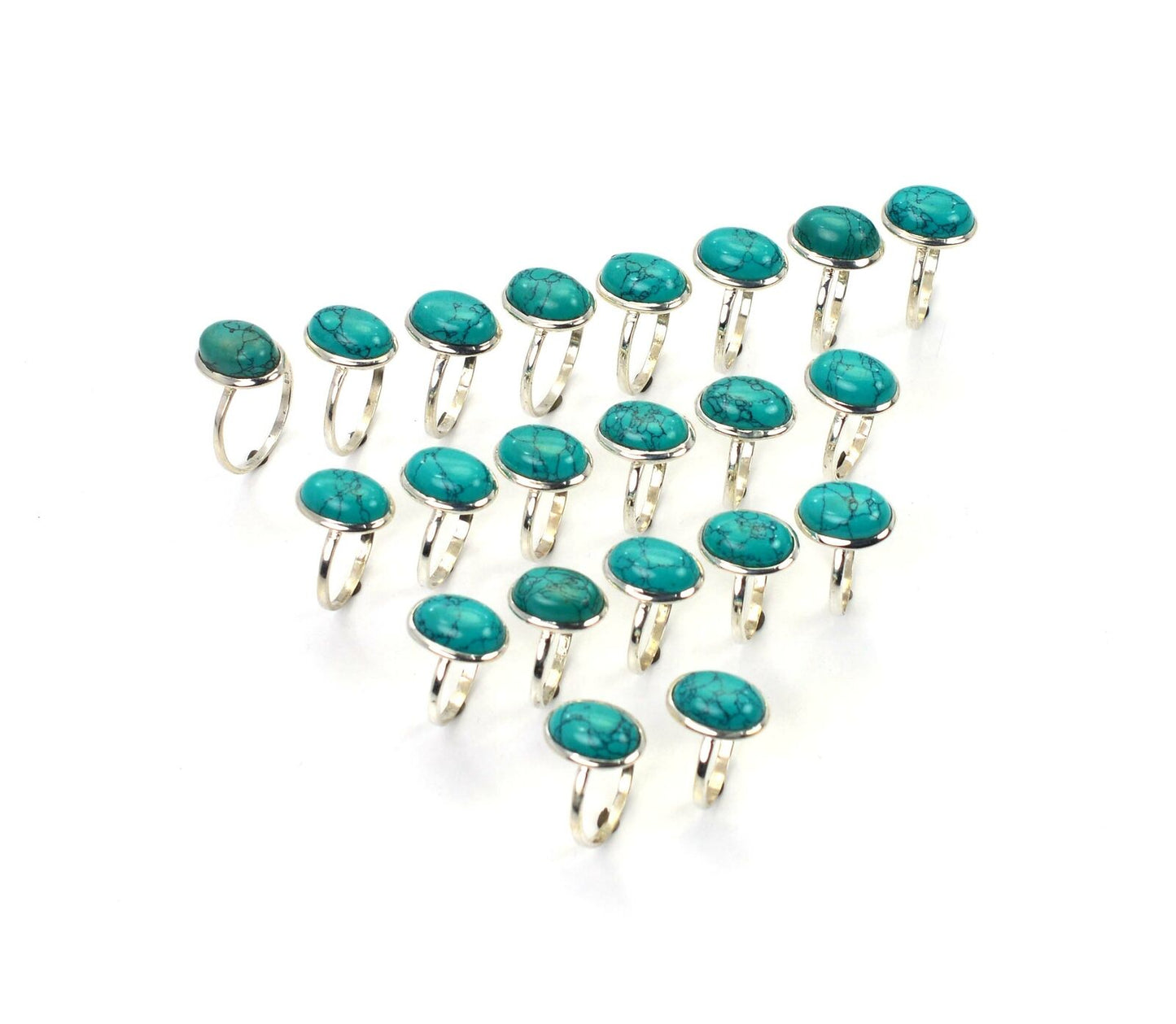 WHOLESALE 21PC 925 SOLID STERLING SILVER TURQUOISE RING LOT