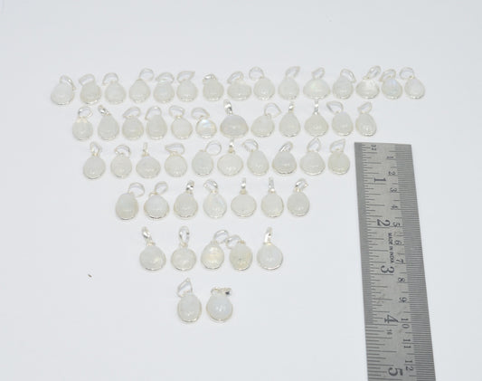 Wholesale 51Pc 925 Sterling Silver White Rainbow Moon Stone Pendant Lot