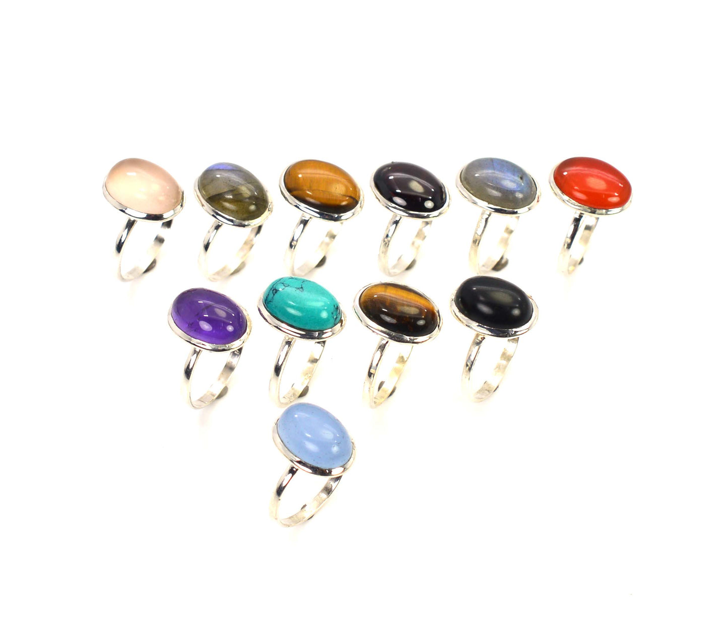 WHOLESALE 11PC 925 SOLID STERLING SILVER LABRADORITE MIX STONE RING LOT