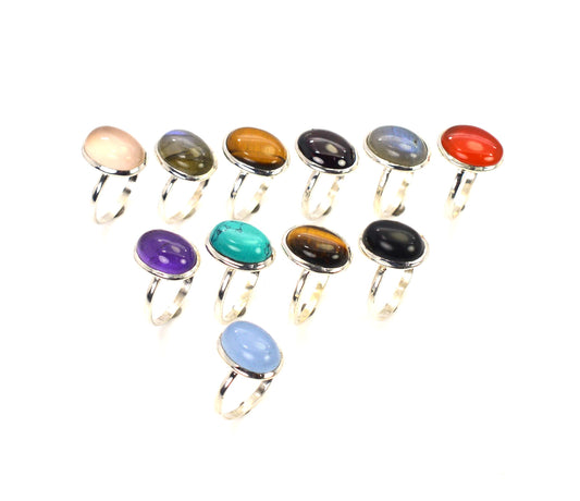 WHOLESALE 11PC 925 SOLID STERLING SILVER LABRADORITE MIX STONE RING LOT