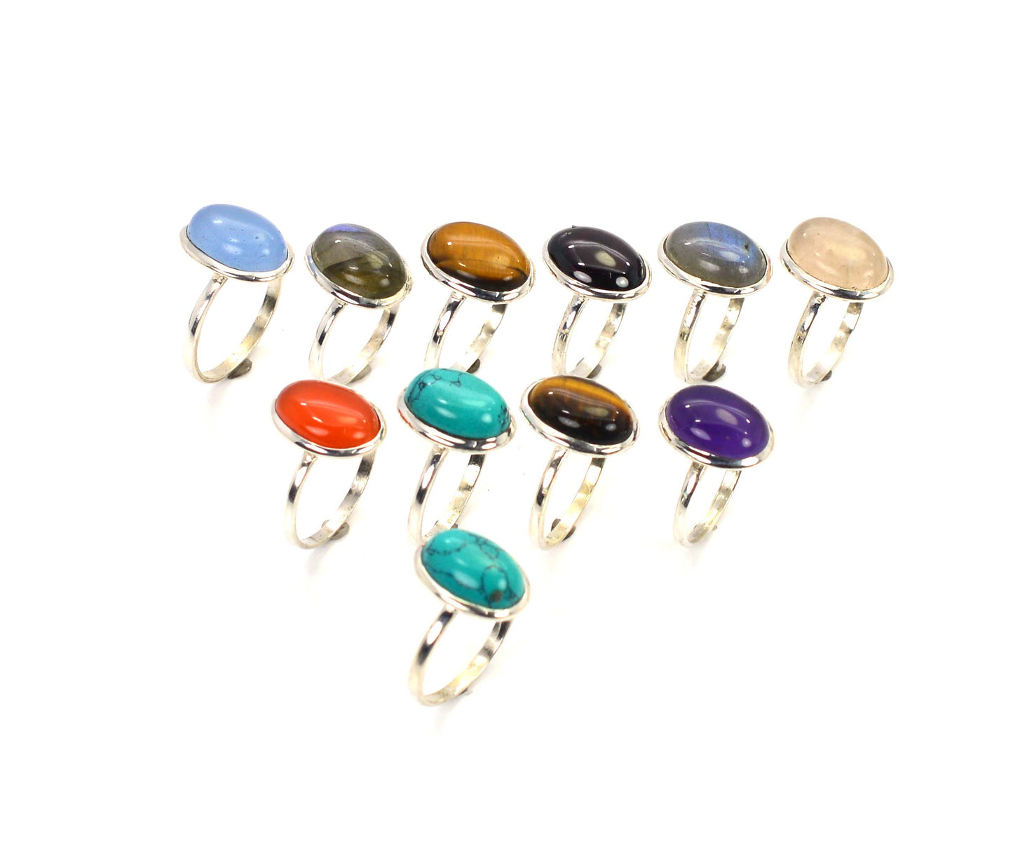 WHOLESALE 11PC 925 SOLID STERLING SILVER RED CARNELIAN MIX STONE RING LOT