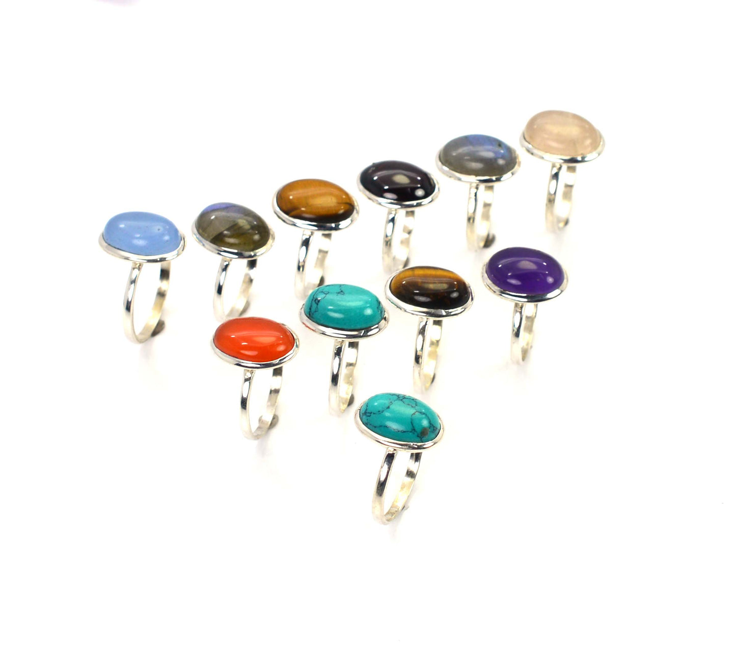 WHOLESALE 11PC 925 SOLID STERLING SILVER RED CARNELIAN MIX STONE RING LOT