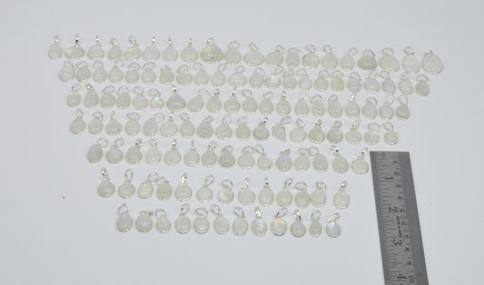 Wholesale 120Pc 925 Sterling Silver White Rainbow Moon Stone Pendant Lot