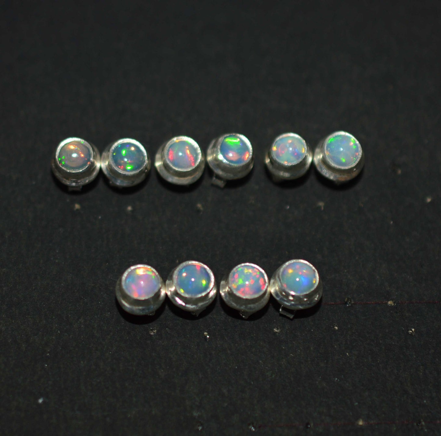 WHOLESALE 5PR 925 SOLID STERLING SILVER ETHIOPIAN OPAL STUD EARRING LOT