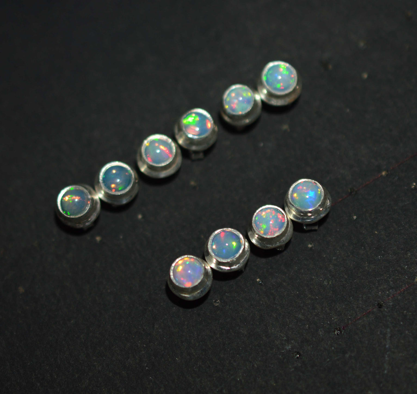 WHOLESALE 5PR 925 SOLID STERLING SILVER ETHIOPIAN OPAL STUD EARRING LOT