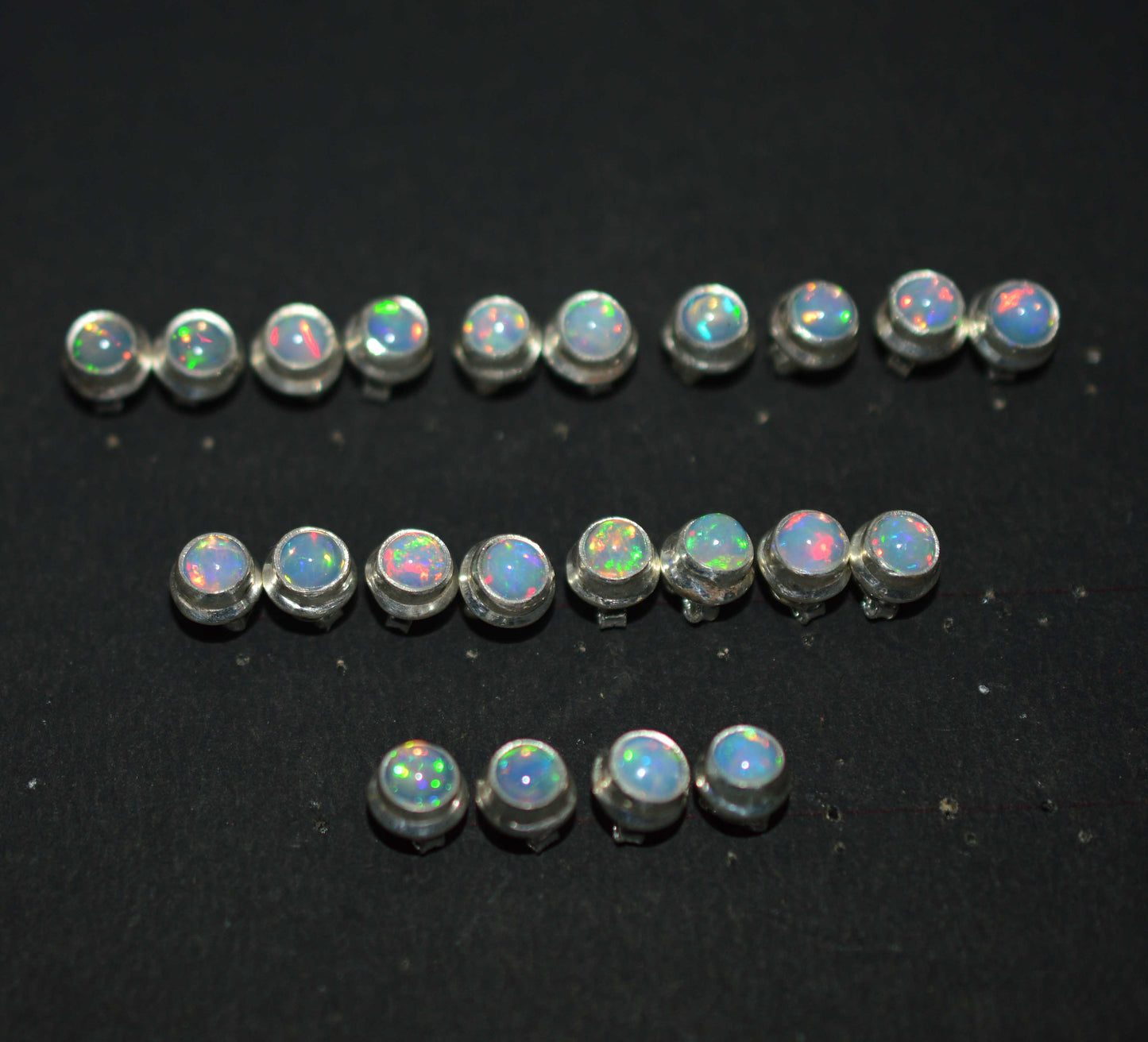 WHOLESALE 11PR 925 SOLID STERLING SILVER ETHIOPIAN OPAL STUD EARRING LOT