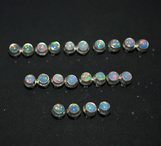 WHOLESALE 11PR 925 SOLID STERLING SILVER ETHIOPIAN OPAL STUD EARRING LOT
