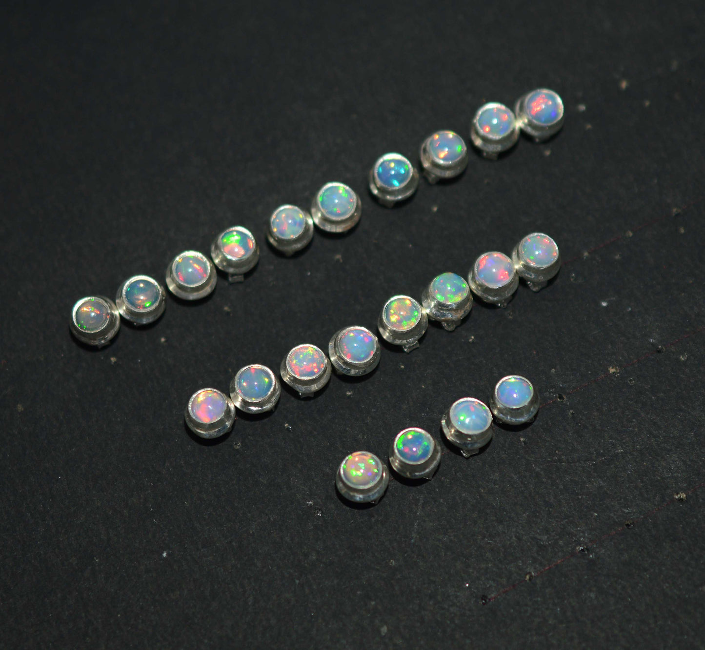 WHOLESALE 11PR 925 SOLID STERLING SILVER ETHIOPIAN OPAL STUD EARRING LOT