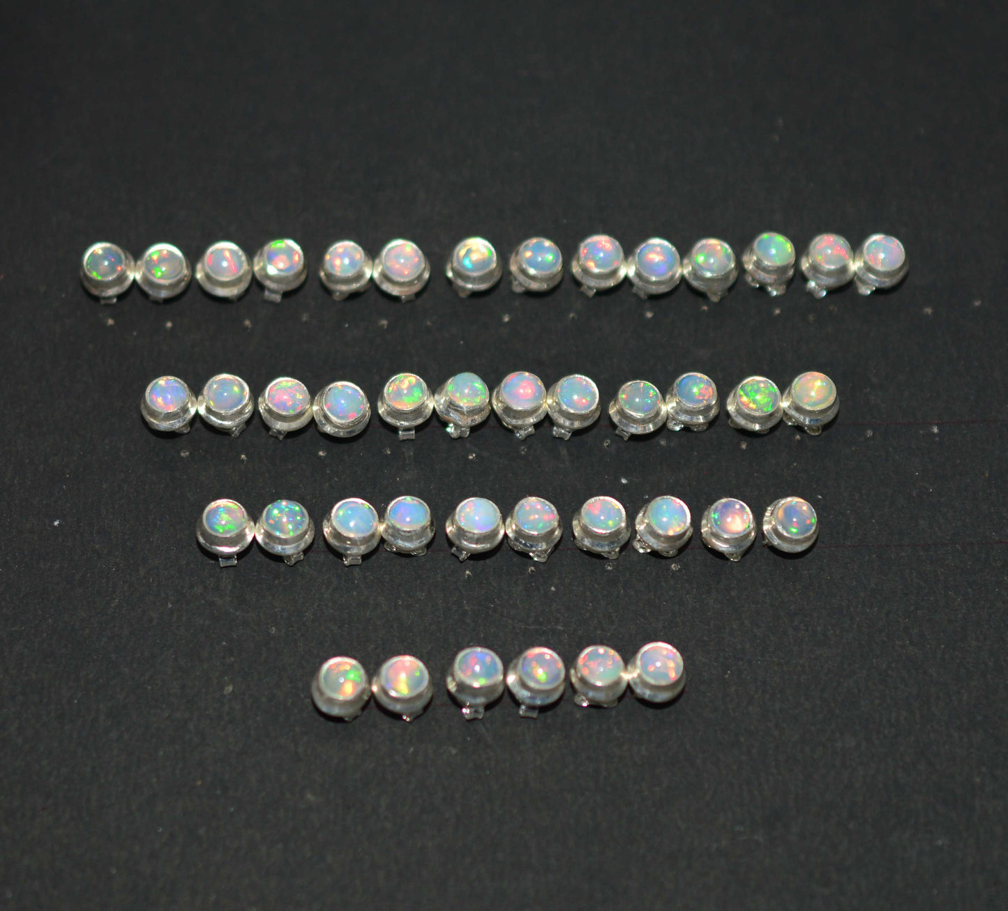 WHOLESALE 21PR 925 SOLID STERLING SILVER ETHIOPIAN OPAL STUD EARRING LOT