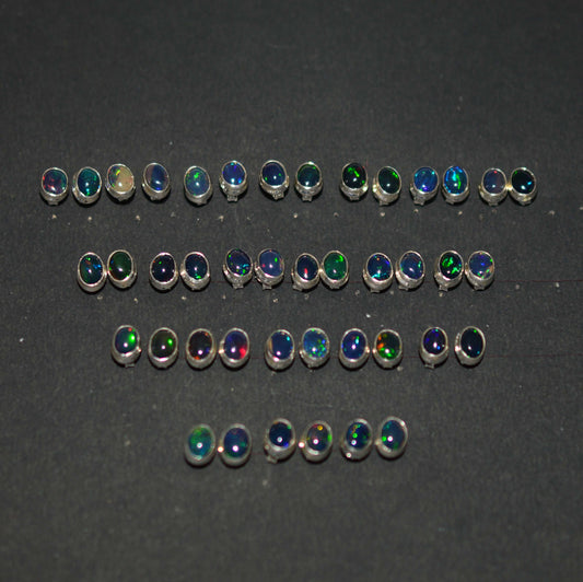 WHOLESALE 21PR 925 STERLING SILVER BLACK ETHIOPIAN OPAL STUD EARRING LOT