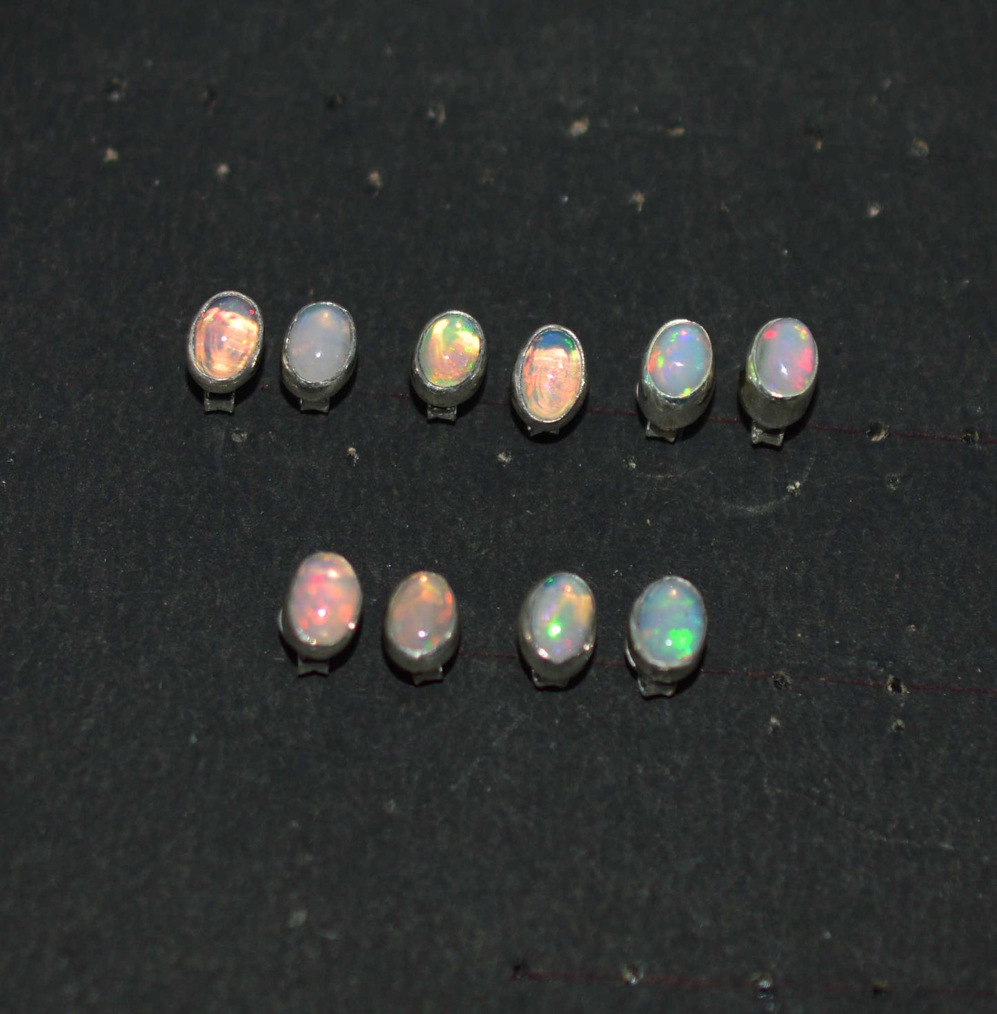 WHOLESALE 5PR 925 SOLID STERLING SILVER ETHIOPIAN OPAL STUD EARRING LOT