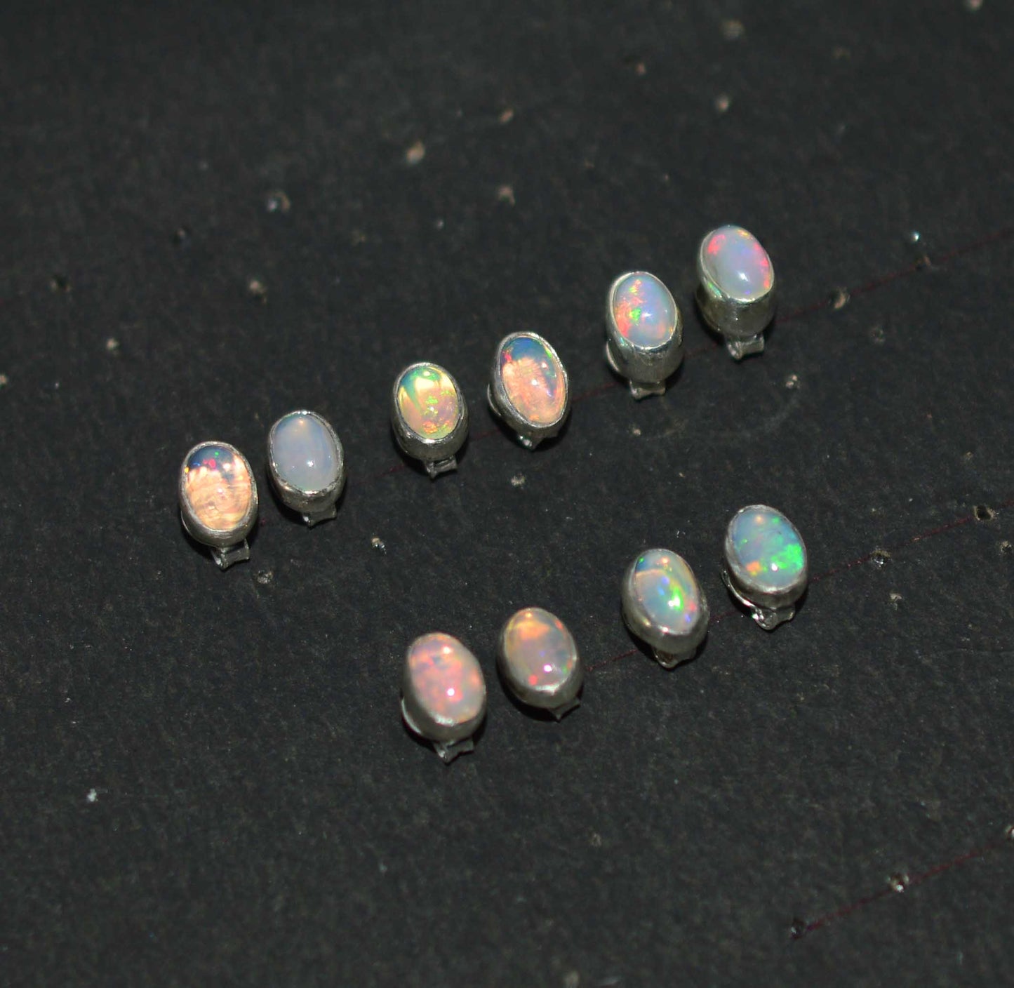 WHOLESALE 5PR 925 SOLID STERLING SILVER ETHIOPIAN OPAL STUD EARRING LOT