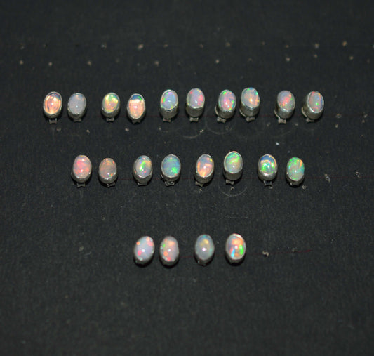 WHOLESALE 11PR 925 SOLID STERLING SILVER ETHIOPIAN OPAL STUD EARRING LOT