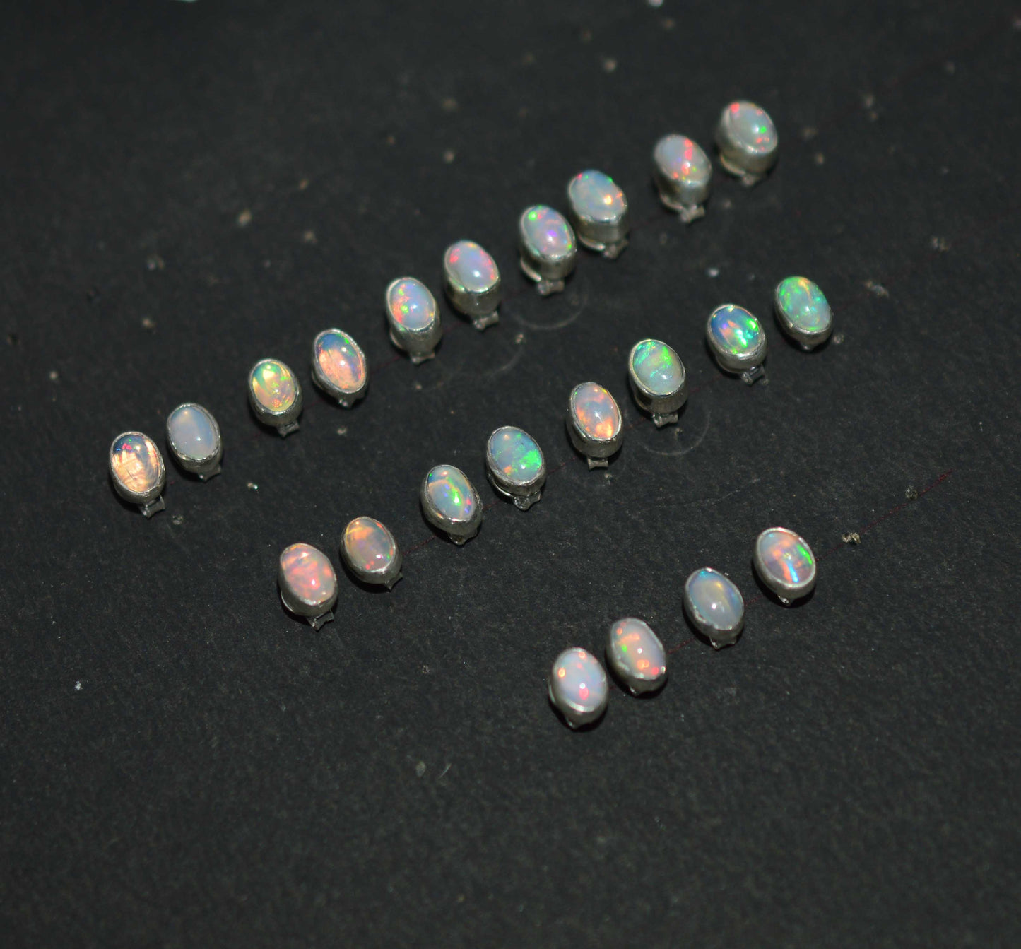 WHOLESALE 11PR 925 SOLID STERLING SILVER ETHIOPIAN OPAL STUD EARRING LOT